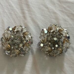Vintage Crystal Cluster Clip-On Earrings